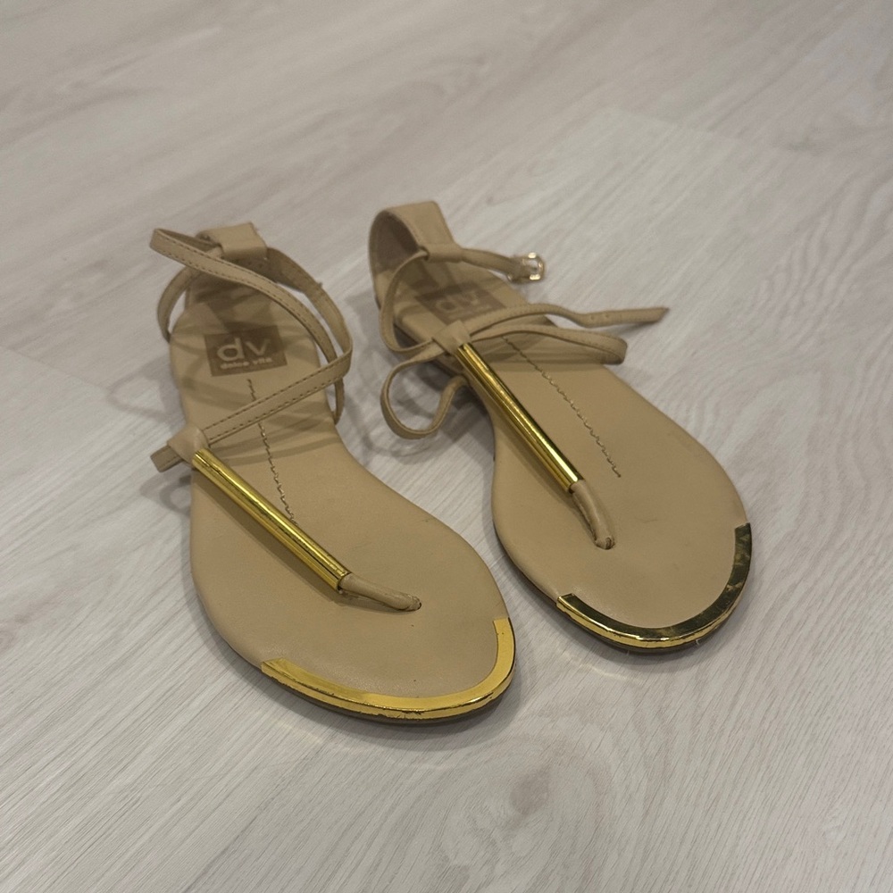 DV by Dolce Vita Tan Sandals with Gold Details